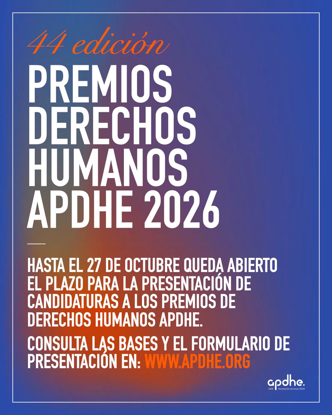 44 Premios DDHH APDHE 2026